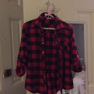 Flannel shirt with ruffles